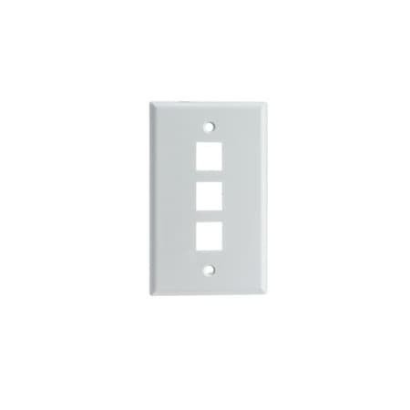 Cable Wholesale Keystone Wall Plate, White, 3 Port, Single Gang 301-3K-W